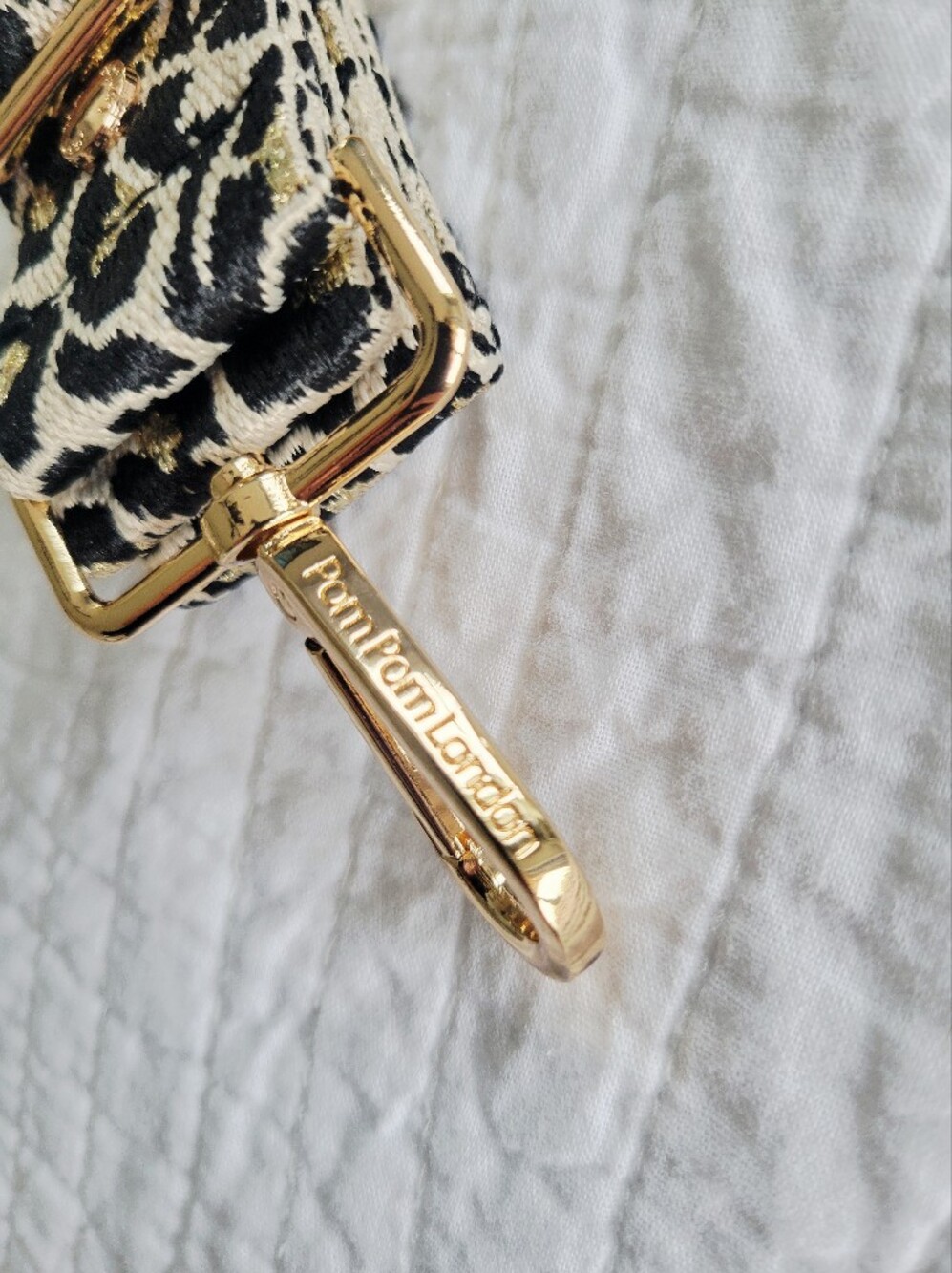 Pom Pom London Leopard Print Adjustable Bag Strap with Gold Hardware - Picture 2 of 3
